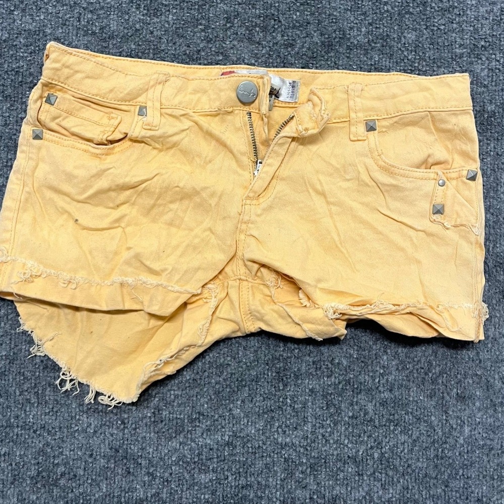 i.n.k. Shorts Womens Size 5 Peach Orange Studded Raw Hem Denim Casual Summer